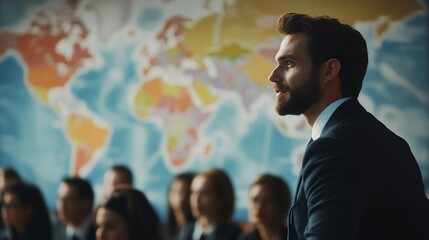 Businessman attends seminars in Cross-Cultural Management for international collaboration.