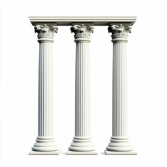 Obraz premium Classical Ionic Columns and Architectural Structure Isolated on White