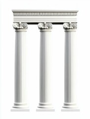 Obraz premium Classical Ionic Columns and Architectural Structure Isolated on White