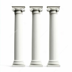 Classical Ionic Columns and Architectural Structure Isolated on White