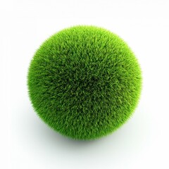 Green Grass Sphere Isolated on White