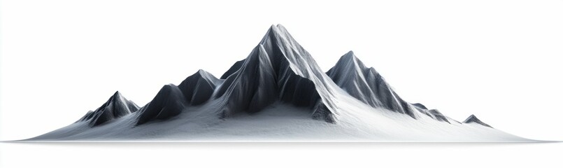 Snow-Covered Mountain Peaks Isolated on White