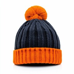 Stylish Knitted Hat Isolated on White Background