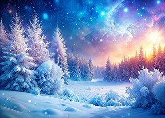 Fototapeta premium Frozen Fantasy Landscape: Abstract Winter Nature Background with Copy Space