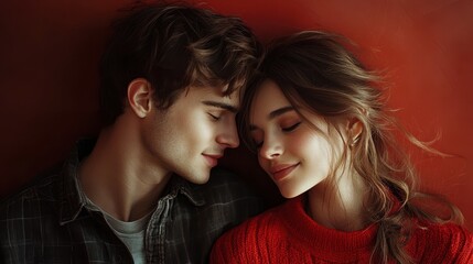 Romantic couple celebrating valentine’s day with affectionate emotions