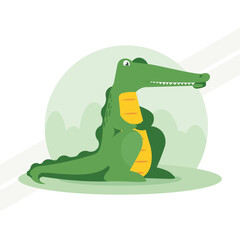 An illustration of a green crocodile representing wildlife and nature