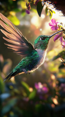 Obraz premium green and blue color bird in forest