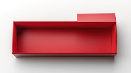 Minimalist open red gift box on white background for celebration and presentations