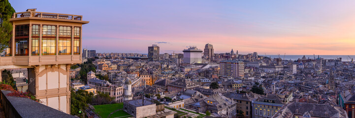 Panoramic Evening View of Genua - Italy
