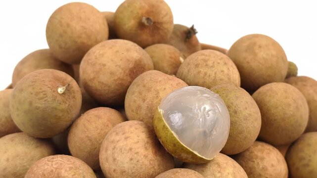 Close-up of longan on a rotating plate