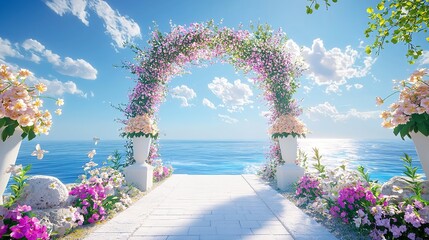 Elegant Wedding Arch with Fresh Flowers and Vases