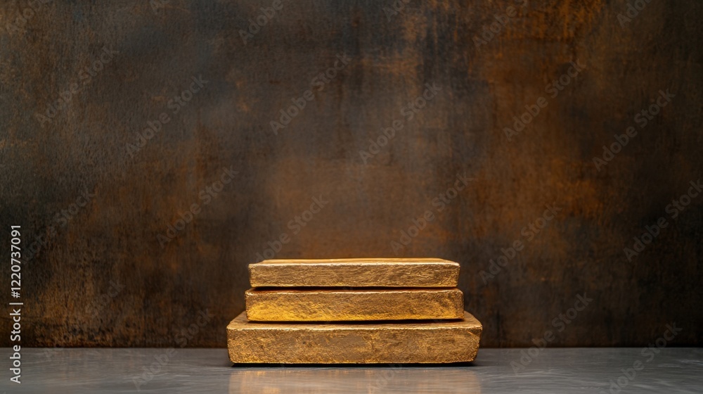 Poster a minimalist display featuring three stacked boxes on a dark, textured background, emphasizing elega