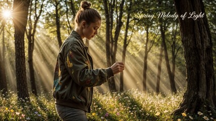 Man playing guitar in a peaceful forest setting