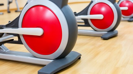 Gym elliptical machines in a row for fitness training