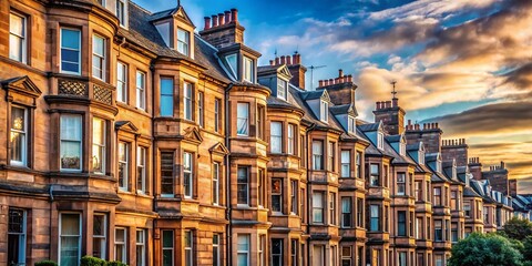 Obraz premium Glasgow Tenement Close-up: Traditional Scottish Architecture, High-DOF Photography