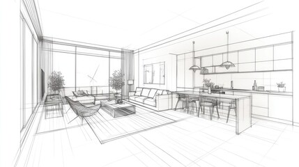 Fototapeta premium Detailed Floor Plan of a Modern Studio Apartment