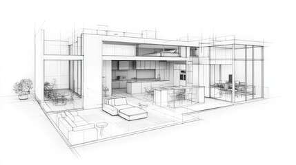 Fototapeta premium Detailed Floor Plan of a Modern Studio Apartment