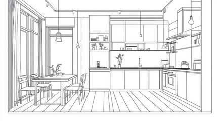 Fototapeta premium Detailed Floor Plan of a Modern Studio Apartment
