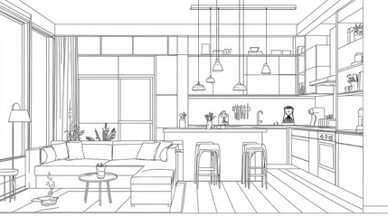 Obraz premium Detailed Floor Plan of a Modern Studio Apartment