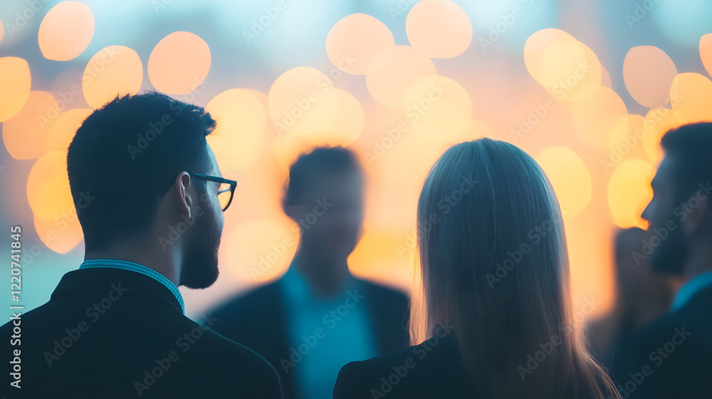Poster blurred professionals networking at business conference event