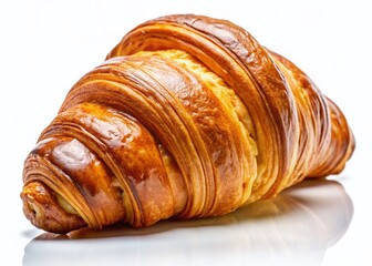 Fototapeta premium Golden-Brown Croissant, Flaky Pastry, Delicious Bakery, Crispy Crust, Food Photography