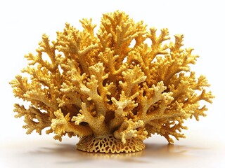 Golden Coral Reef, Luxurious Underwater Scene, Isolated on White Background