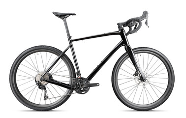 Black gravel bike on a white background