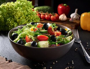 Generated image　サラダボウル　黒背景