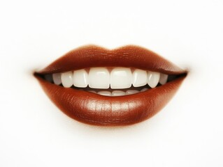 Fototapeta premium Close-up of a woman's dazzling white teeth and pink lips.