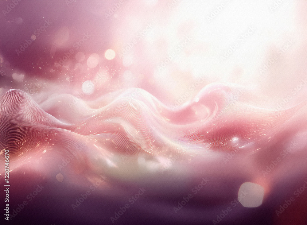 Aufkleber abstract image of flowing, pink, grainy liquid with a soft, light texture. subtle bokeh highlights a