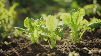 Romain or cos lettuce plant in organic garden