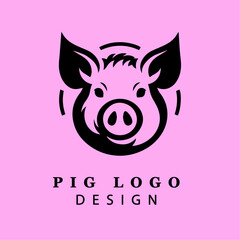  Whimsical Pig Face Illustration in Black and White Circular Design for Branding, Farm Products, or Creative Business Logos – Vector Graphic Art
