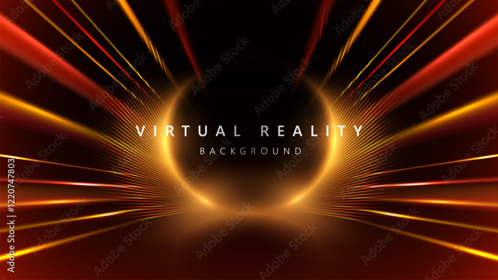 Poster virtual reality vr background with zoom effect. illustration of spreading lines shiny effects for ec