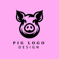 Whimsical Pig Face Illustration in Black and White Circular Design for Branding, Farm Products, or Creative Business Logos – Vector Graphic Art
