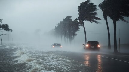 storm with heavy rain and strong winds
