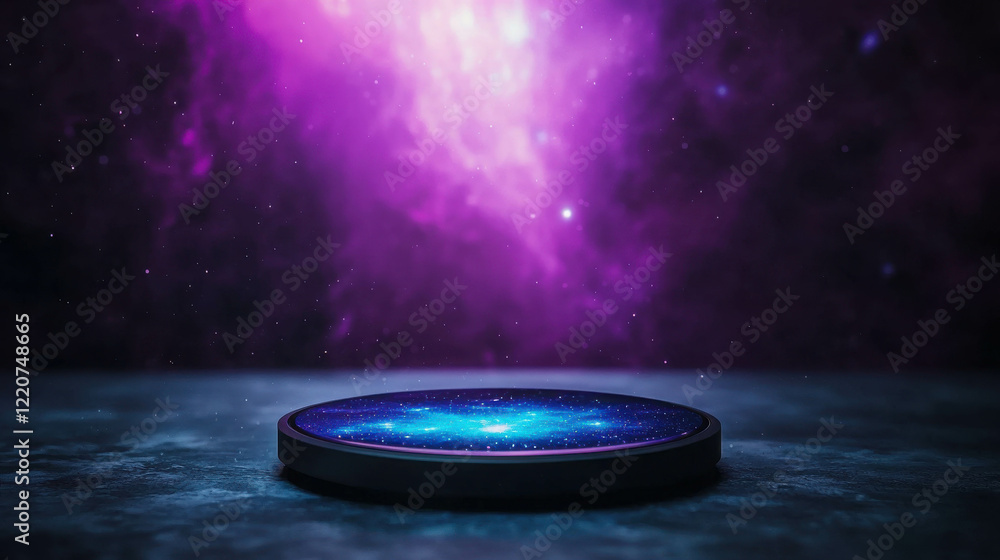 Poster Cosmic Observatory Floating in Deep Space with Vibrant Colors and Mystical Nebula Effects
