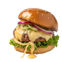 Hamburger on transparent background, PNG