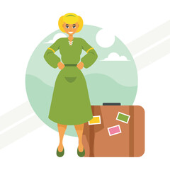 A hippie woman traveling representing freedom and adventure