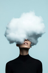 Overwhelm and Lack of Focus, A visualization of a foggy brain represented as a person's silhouette, showcasing a high-fidelity artistic interpretation.