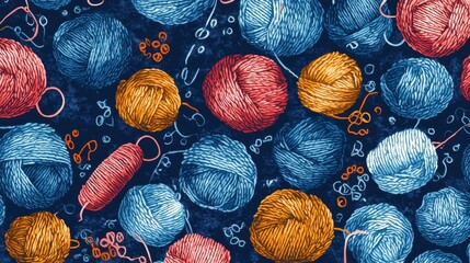 Colorful Yarn Balls Artistic Pattern Design
