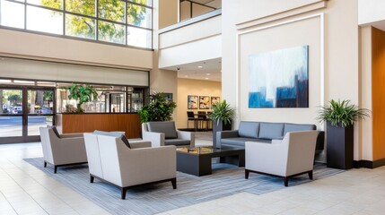 Modern Office Lobby with Comfortable Seating