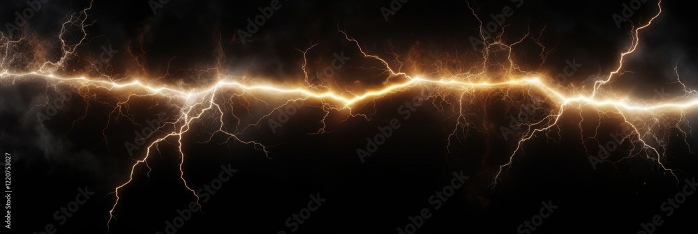 Poster captivating lightning bolt with extensive branching patterns illuminates a dark sky during a thunder