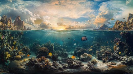 Underwater Wonderland Filled With Colorful Coral Reefs and Diverse Marine Life in a Vibrant Ocean Environment