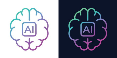 Artificial Intelligence AI Chip in Human Head. Artificial Intelligence icon with Machine learning, digital skills, generative AI, AI technology, algorithm, virtual intelligence and future