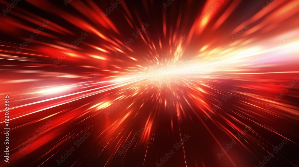 Poster dynamic red light beam representing speed and motion with laser effect for futuristic and sci-fi vis