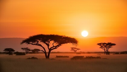 Minimalist Savannah Sunset Background