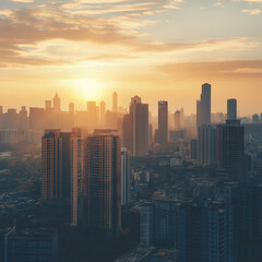 Obraz premium city skyline at sunset