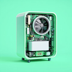 Modern 3d render of innovative computer hardware in a digital studio