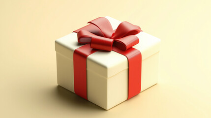 赤いリボン プレゼント バレンタイン 白い箱