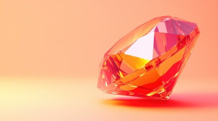 A radiant spinel gemstone glowing in a diamond pattern against a gradient peach background.